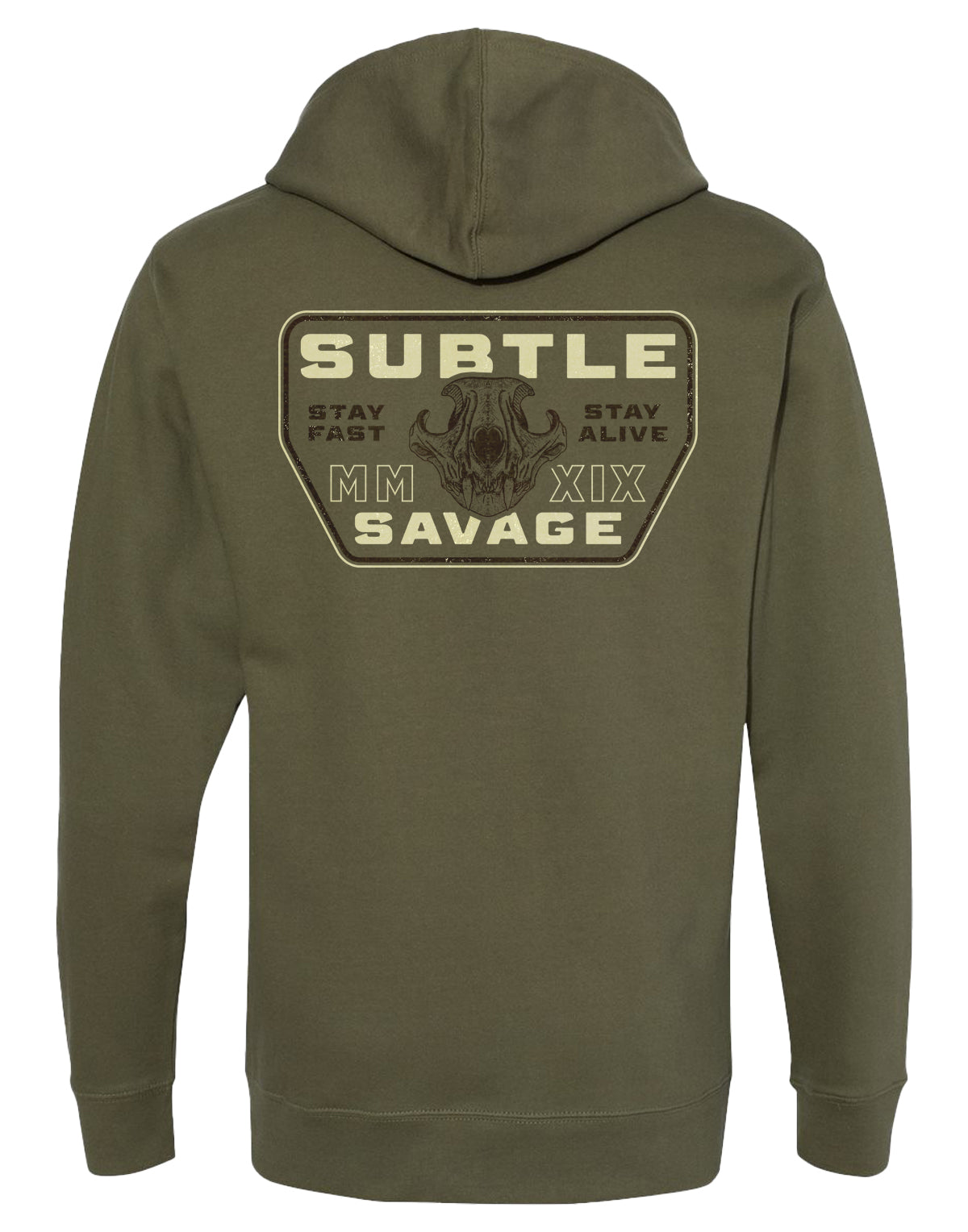 CAT SKULL HOODIE - ARMY GREEN