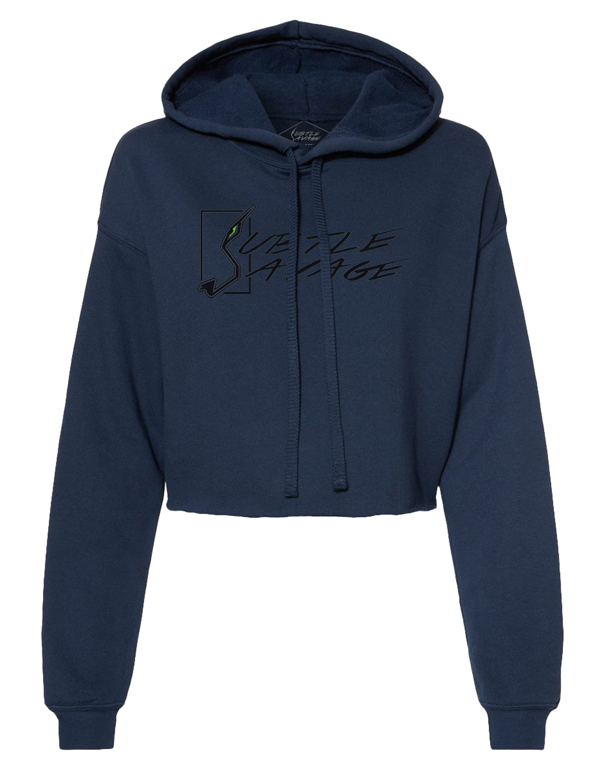 Subtle Front Crop Hoodie - Navy – Subtle Savage Shop